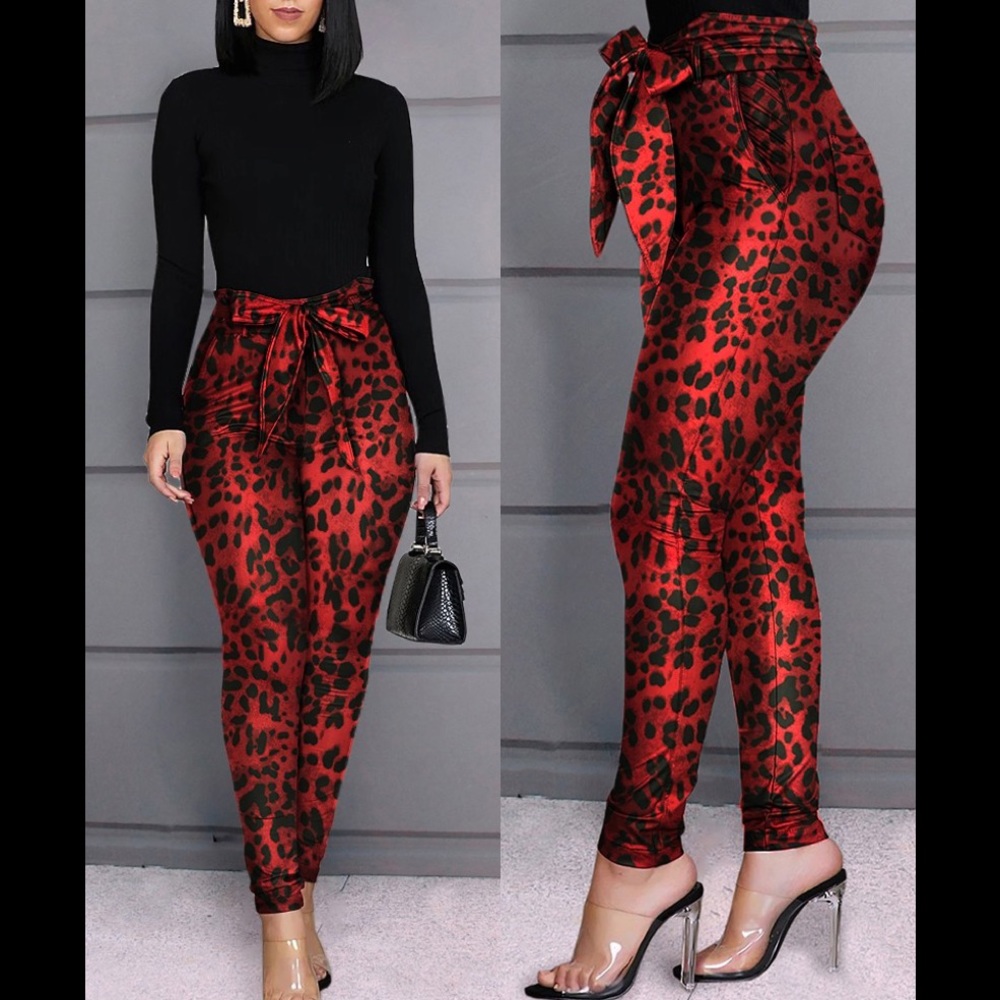 Leopard Design Casual Pants